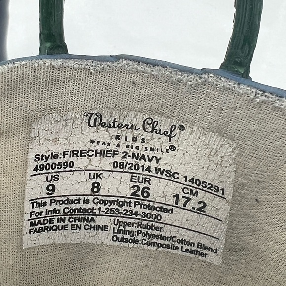 Western Chief Fire Chief Navy Slip On Waterproof Rain Boots Size 9 Toddler - Picture 2 of 10